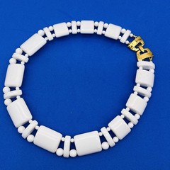 Vintage Monet Necklace Chunky White Lucite Choker 16″