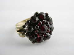 Antique Unmarked 14k Gold Rose Cut Garnet Ring Size 6.25 Weighs 4g 1 MISSING GEM