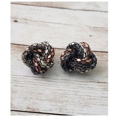 Vintage Clip On Earrings Multi Tone Metal Twist 1″