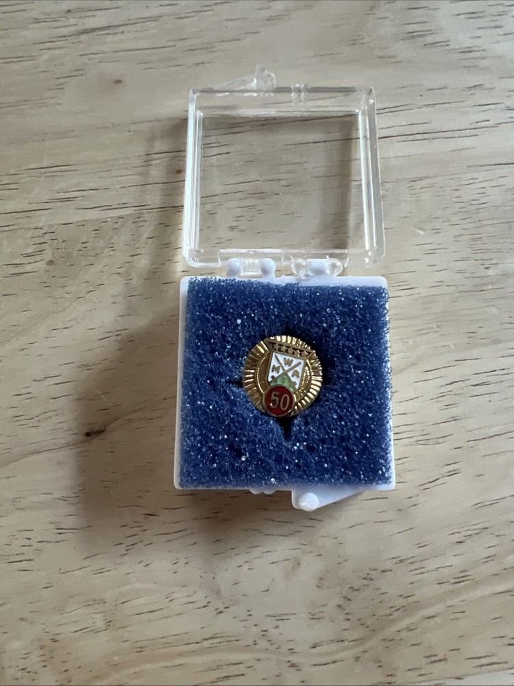 Vintage Pin – MWA 50 – Gold Tone Metal Religious