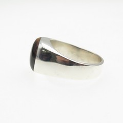925 Sterling Silver Vintage Mexico Real Tiger Eye Modernist Ring Size 11.25