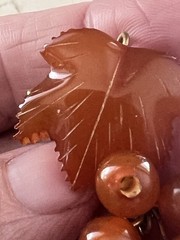 Vintage Russian Amber Leaf Grape Cluster Pin Brooch Pendant 2″ Long