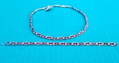 Red Rhinestone Rhodium Choker Necklace & Bracelet Set BEL-COR c1950s NOS Unused