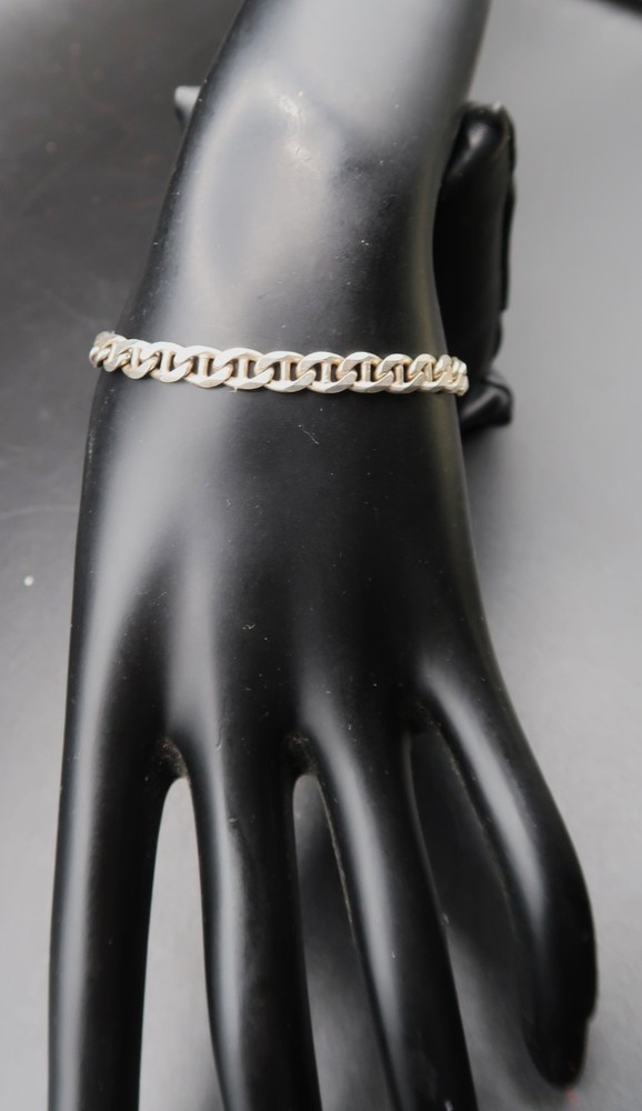 Vtg Sterling Silver Mariner or Anchor Link Bracelet 925 6.5″ Beautiful