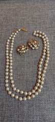 Judy Lee Signed Faux Pearl Curated Costume Jewelry Set Demi Parure 1960 Earrings