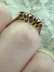 Vintage Art Deco Almandine Garnet Ring From London 9 CT Yellow Gold Size 7