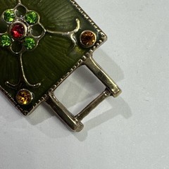Liz Claiborne Boho Enamel Rhinestone LC Signed Vtg Statement Bracelet Artsy