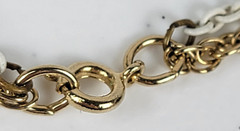 Vintage Gold And White Double Chain Necklace 30.5 In Spring Ring Clasp
