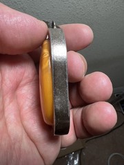 Vintage Sterling Silver Butterscotch Amber Cabochon Pendant 30g