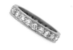 Ladies Antique Art Deco Hand-Etched Platinum 0.66ctw Diamond Wedding Band Ring