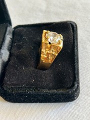 Vintage Ring 18kt H.G.E. with Clear Rhinestones Size 11 1/2”
