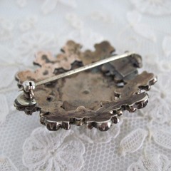 Antique Victorian Bohemian Garnet Cluster Brooch Pin Domed AS IS Missing Stones