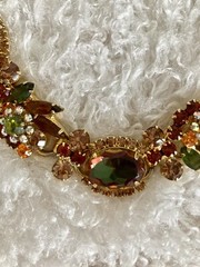 JULIANA D&E Iridescent Watermelon Art Glass Rhinestone Bracelet! SPECTACULAR!!