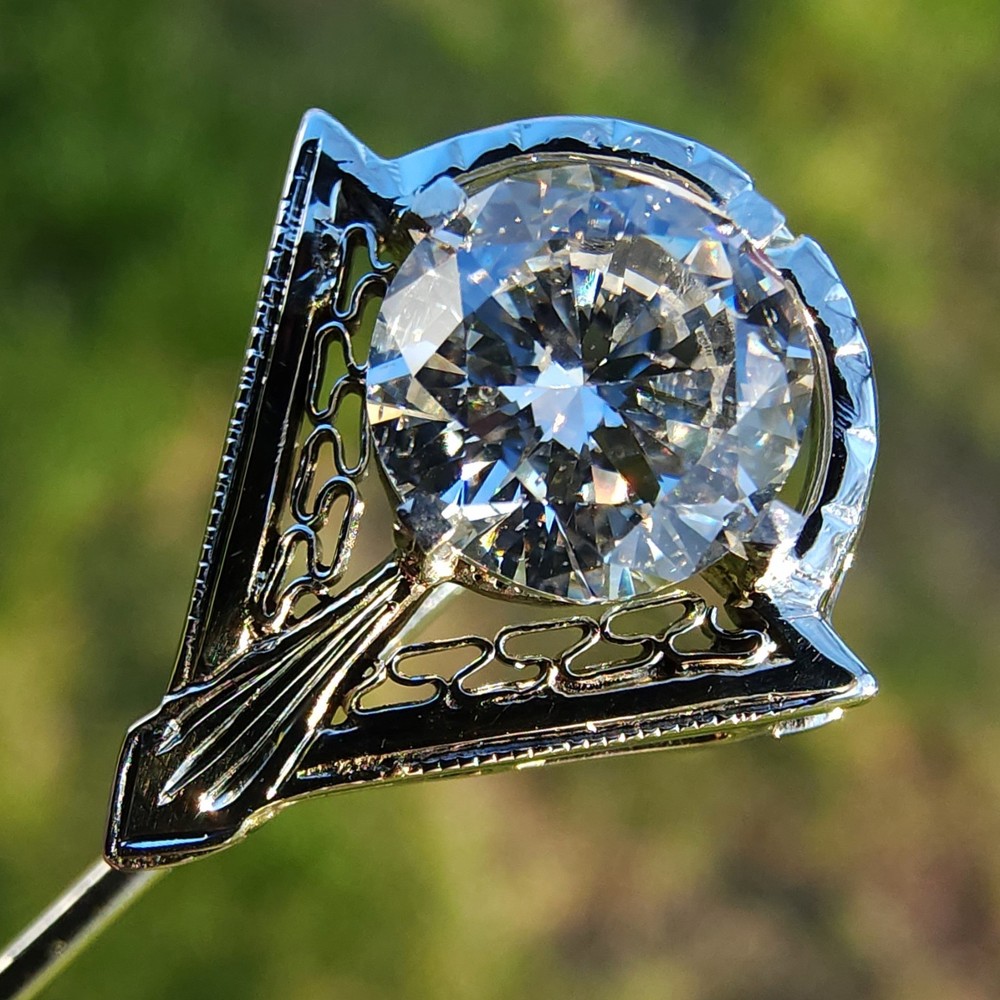 14k Lapel Stick Pin & 0.93ct Diamond 🔥 Modified Reclaimed Antique 🔥 VIDEO