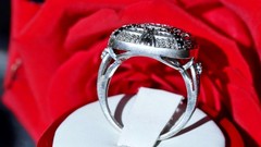 925 silver 7.40gr ring 0.65ct natural white & lab-grown black diamond sz 8.25