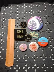 Lot Of Pronoun Themed Pin And Pin Back Buttons Pronoun Lot STBAS