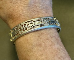 Cheever Tweedy Co Marked Hinged Bangle Bracelet Art Deco 1940-1949 Silver Gold