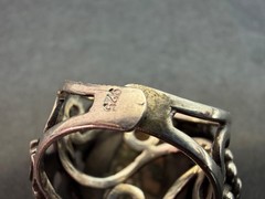 1970 Art Sterling Silver Ring Orbicular Ocean Jasper Grapevine Adjustable 8-10