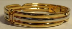 BRACELET Vintage Bangle Gold & Silver Tone Banded Unbranded Fashion Jewelry 8″OD