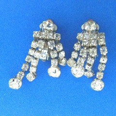 Vintage Clip On Earrings Rhinestone 1.5 in
