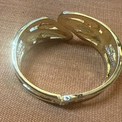 Lot Of 2 Double Alligator Gold Tone Alligator Hinged Bangle Bracelet