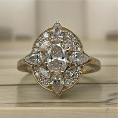 IGI Certified Oval Cut Lab Grown Diamond 14K Gold Art Deco Vintage Inspire Ring