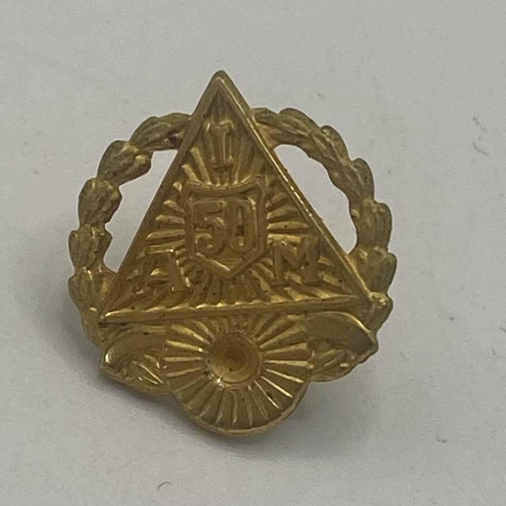 Vintage B.B. Co IAM 50 Year Lapel Pin 10K Gold Filled Service Award Jewelry