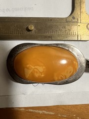 Vintage Sterling Silver Butterscotch Amber Cabochon Pendant 30g