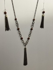 1960’s Boho Chic style Red Jasper Necklace & Earrings Retro Vintage