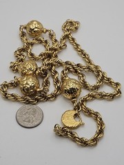 Vintage Yves Saint Laurent YSL Gold Tone Rope Chain Necklace AS IS