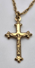 Vintage PPC 1/20 14K Gold Filled Crucifix Cross Necklace 18 In Religious Pendant