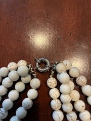 Vintage Layered necklace with White decorative beads and custom clasp