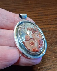 Vintage Sterling Crazy Lace Agate Pendant 19grams See Pics/Description