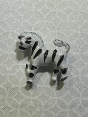 Vintage Signed Gerry’s ZEBRA Pin Brooch Black & White Enamel