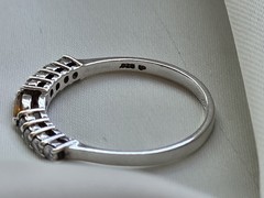 ​Vintage 925 Sterling Silver Marquise Citrine Half Eternity Stack Ring Size 9