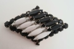 Vintage Black And White Navette Brooch Juliana D & E