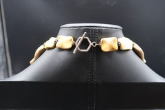 Vtg Baltic Amber Look Choker Length 19″ Irregular Egg Yolk Color Beads Necklace