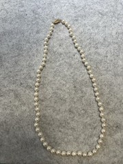 VTG 5.7mm Genuine Cultured Pearl Necklace W Solid 14k Gold Clasp 17” 19.2g *Read