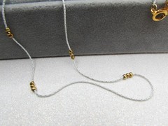 Vintage White Enamel Chain Necklace- Boston Link- Tiny Gold Beads- Minimalist