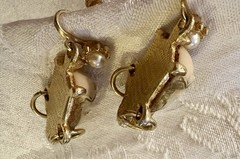 VTGE “Asian Princess” Earrings Screw Back Selro Selini Handpainted W/Faux Pearls