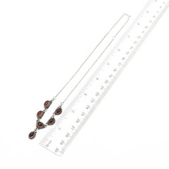 925 Sterling Silver Vintage Real Amber Cable Chain Necklace 16-18″