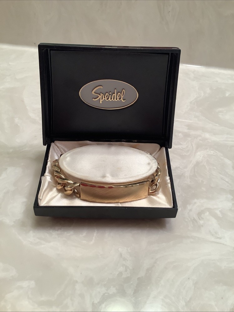 SPEIDEL ID Bracelet USA Brushed Gold Tone 9” Link Bracelet NIB