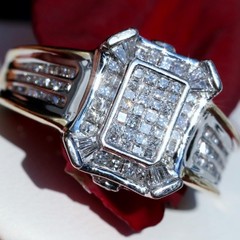 14k multi tone gold size 7 ring 1.25ct diamond invisible set handmade 7.1gr N10