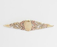 One of a kind large sterling silver copper brass abstract signed brooch pin
