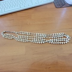Vintage Boho 3 Strand Bone Bead Necklace Southwestern Tribal Hairpipe 26″