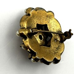 Vintage Brooch Seed Pearl Layered Flower Victorian Revival Mid Century