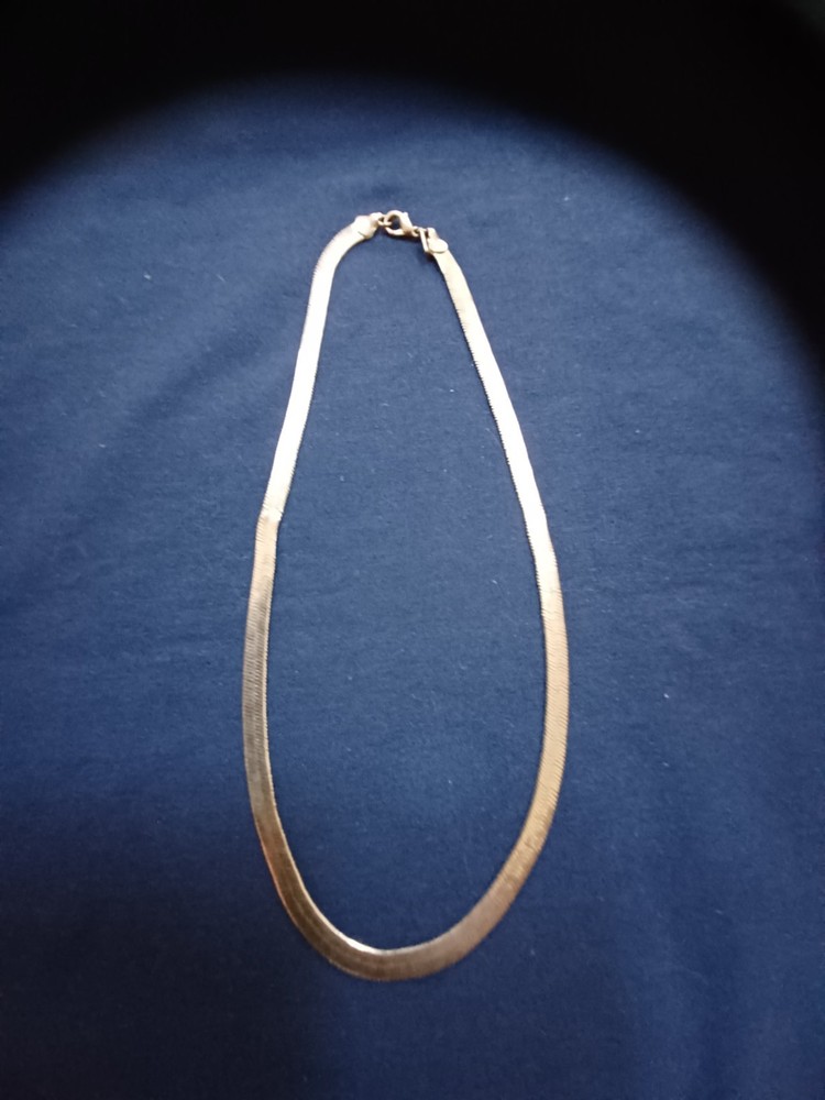 VINTAGE HERRINGBONE GOLD TONE NECKLACE SIGNED REVLON