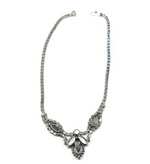 Weiss Silver Sky Blue Rhinestone Choker~Bib Adjustable Necklace(G1)