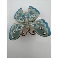 Y2K Blue Butterfly Brooch Cottagecore Fairycore Pin VNTG Pastel Blue Rhinestone