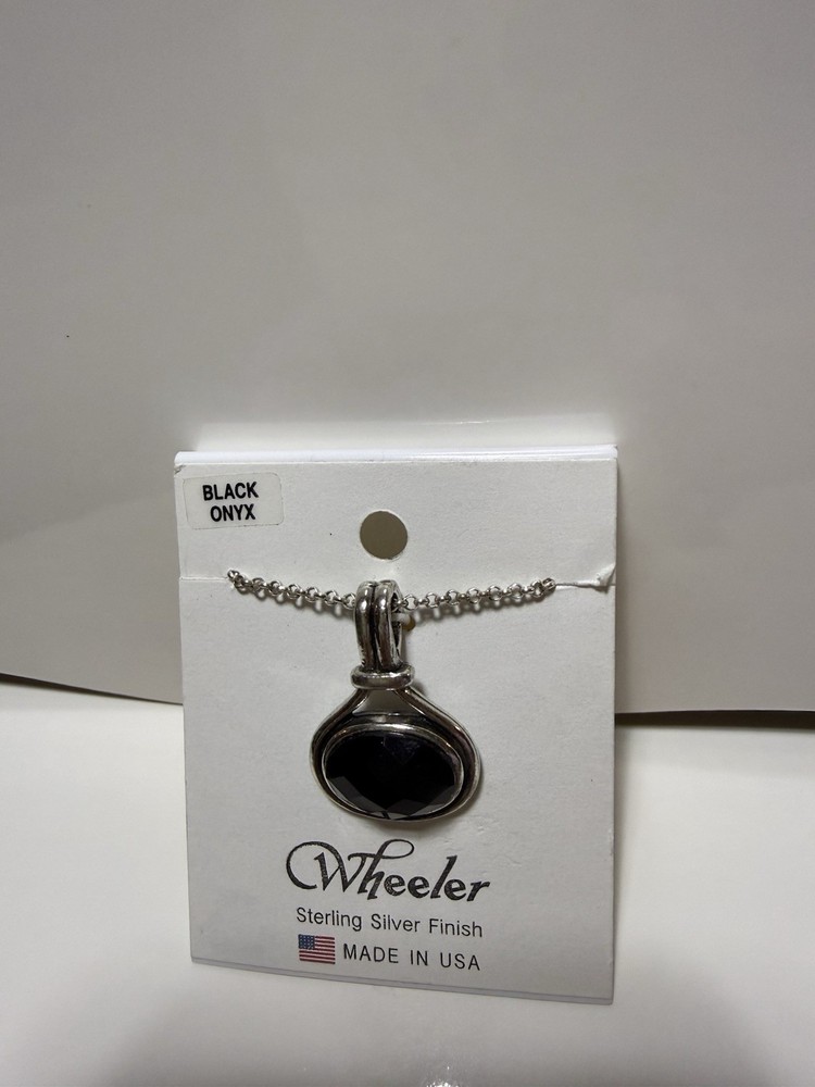 Wheeler Black Onyx Pendant Sterling Silver Finish Vintage Y2K Classic Minimalist